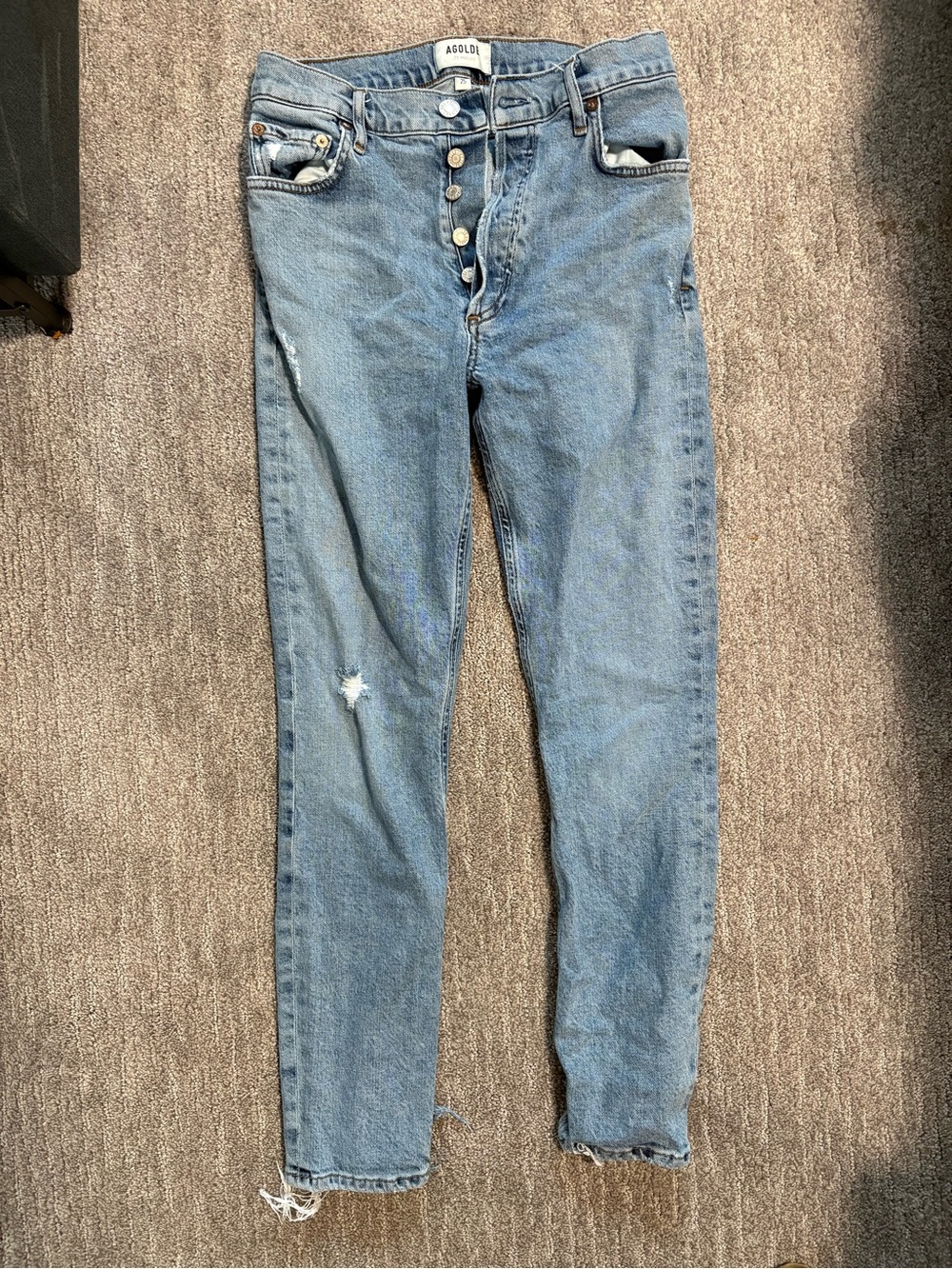 Agolde Los Angeles Nico High Rise Button Raw Edged Ankle Jeans size 25